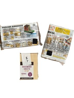 New Home Depot Kids Workshop Kits Poolside Birdhouse,  Pinball + Basswood Sheets